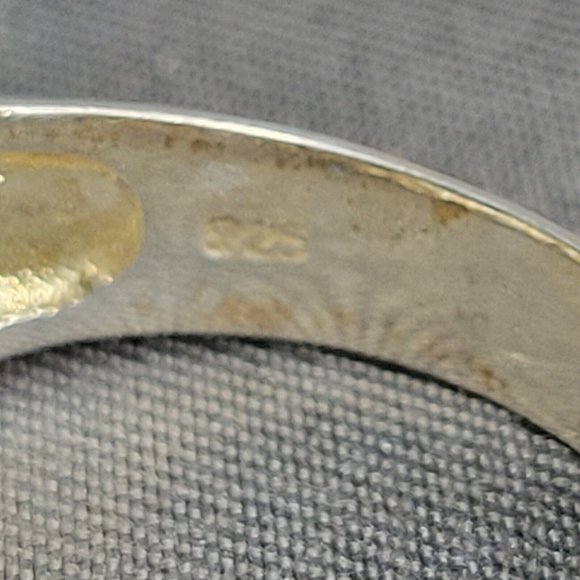 925 Silver Blue Opal Oval Shape Stone Fashion Dome Ring Filigree Size 8 1/2 - Picture 7 of 7